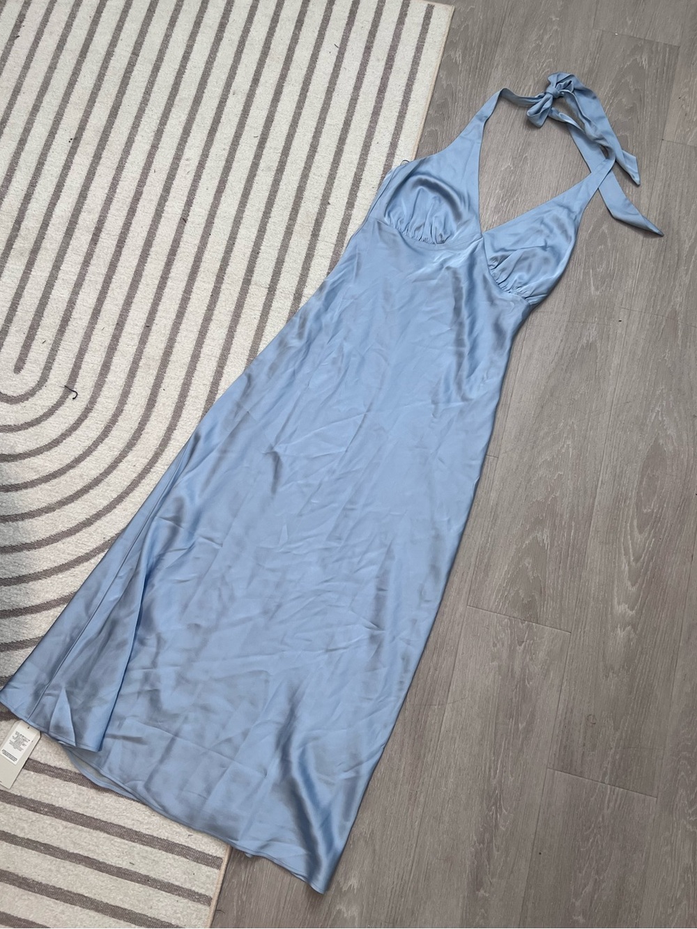 Abercrombie Julia Blue Slip Halter Maxi Dress - Size L NWT! - Picture 1 of 9